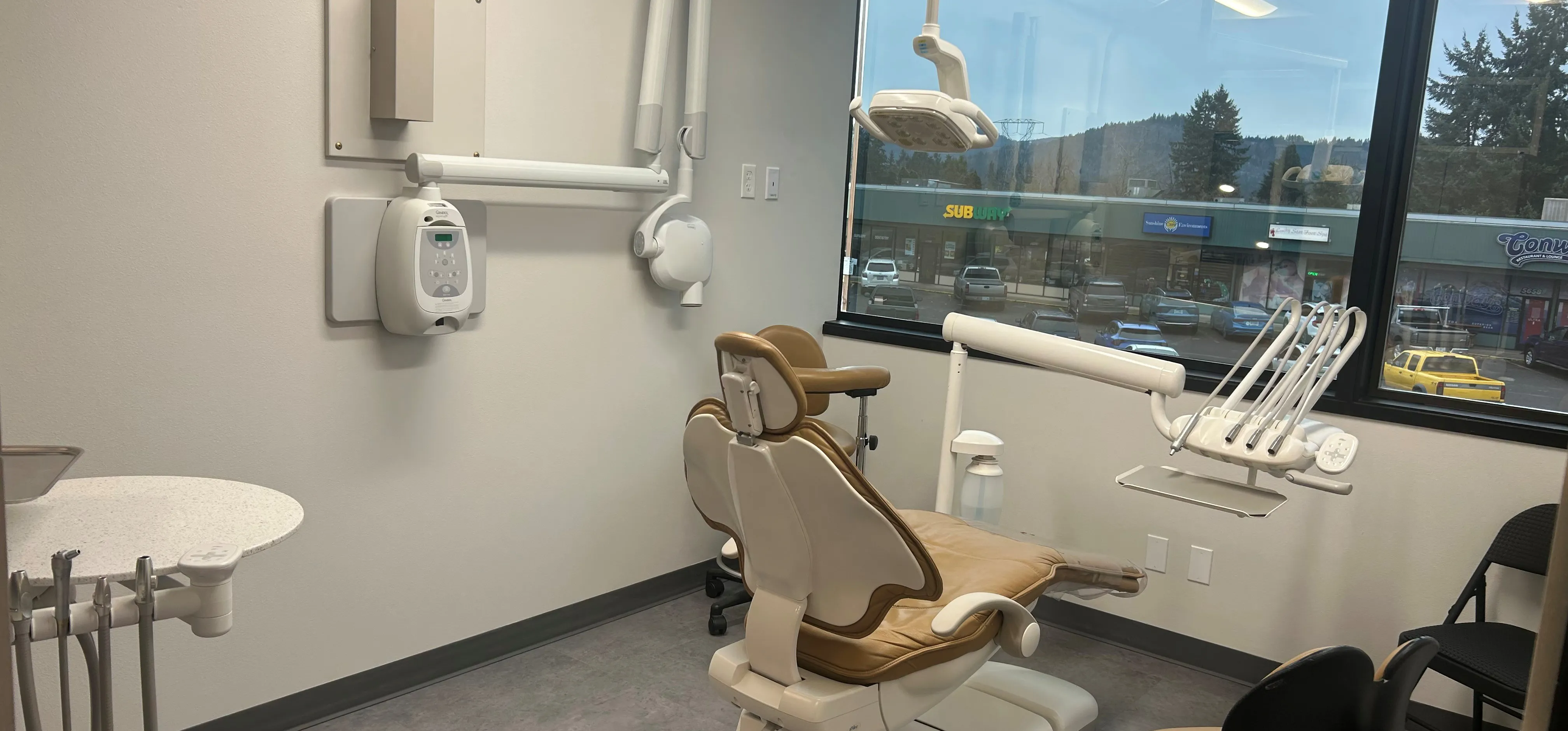 Photo of inside McKenzie Dental Center and McKenzie Dental Practices of Oregon's clinic on the second floor outlooking the mall below in Springfield, OR.